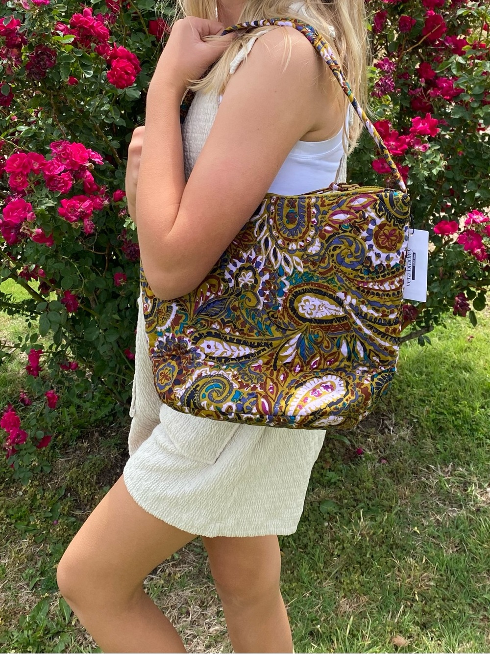Vera Bradley Paisley Shoulder Bag in Brown, Blue, Pink & Olive green